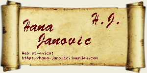 Hana Janović vizit kartica